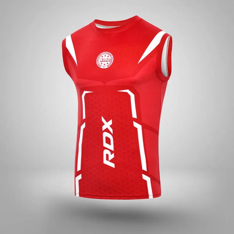 RDX P3 Kick Light divisa kickboxing rossa canotta+shorts