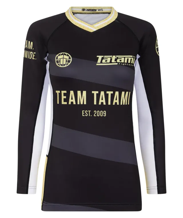 Tatami Team Long Sleeve rash guard donna nero oro M riciclata