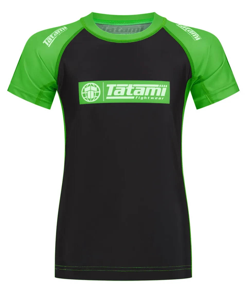 Tatami Kids IBJJF Ranked Rash Guard Green corto bambino
