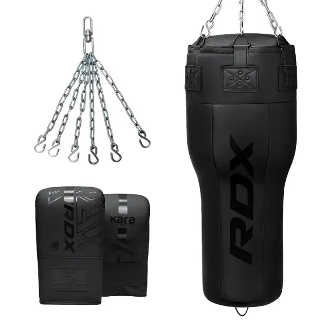 RDX 3-in-1 Angle sacco boxe nero set con guanti