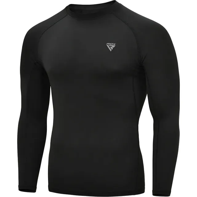 RDX T15 Rash Guard Maniche Lunghe Nera Compressione