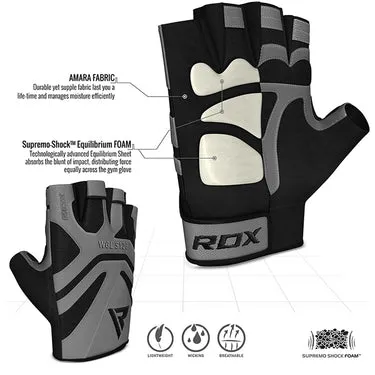 RDX S12 guanti palestra pelle neri grip
