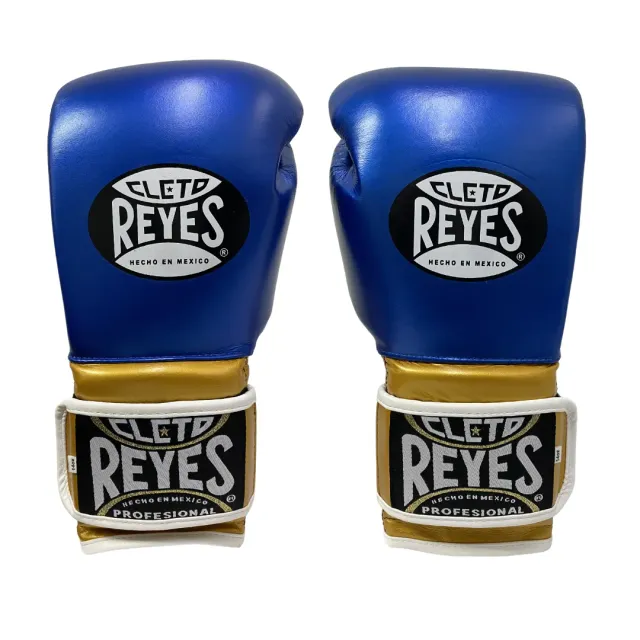 Cleto Reyes Guanti Boxe Allenamento 14 oz Blu Oro Pelle