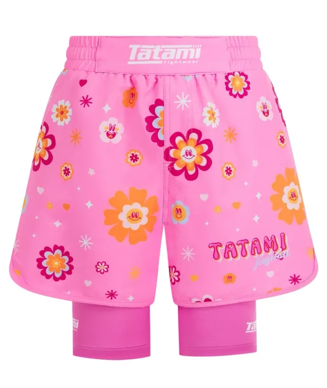 Tatami Flower Power pantaloncini no-gi donna rosa riciclati