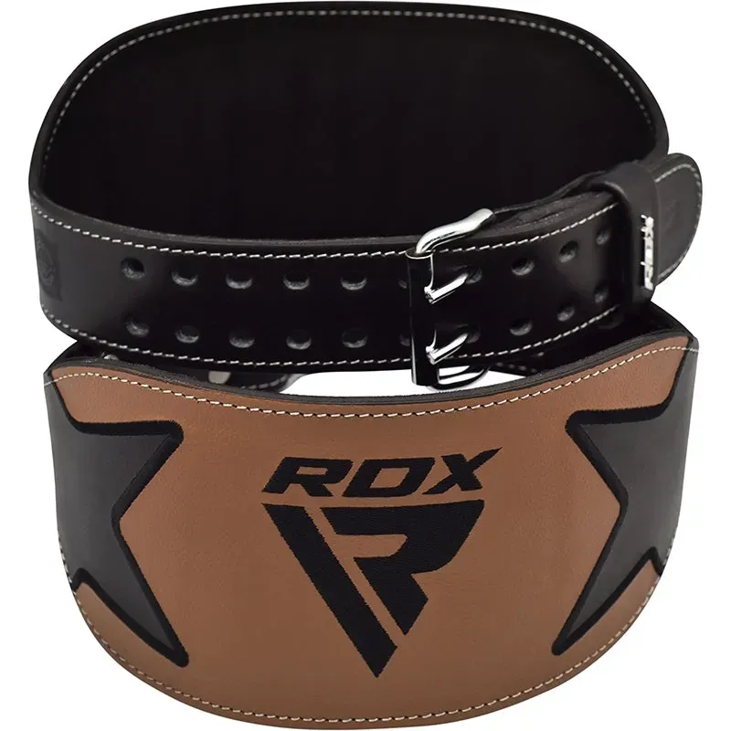 RDX Cintura Sollevamento Pesi Pelle Marrone 6 Pollici