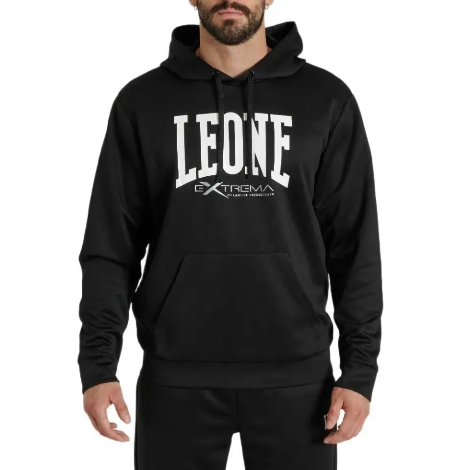 Leone1947 Logo Hoodie Felpa Cappuccio Nero calda
