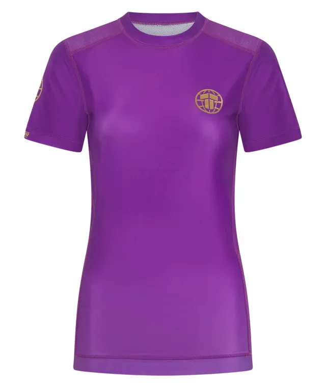 Tatami Pro rash guard donna manica corta viola cintura viola