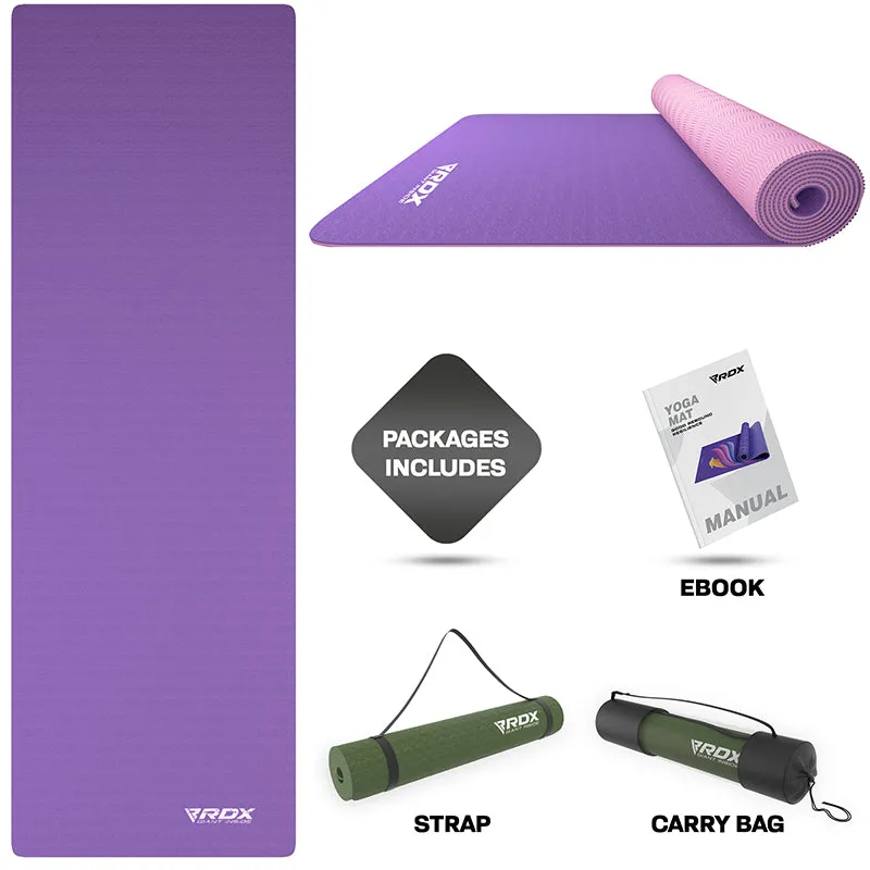 RDX CU Tappetino Yoga TPE 6mm Viola con Borsa