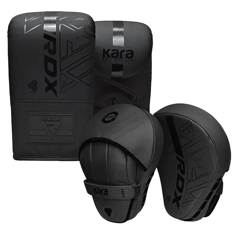 RDX F6 Kara Set Guanti Sacco + Colpitori Focus Nero