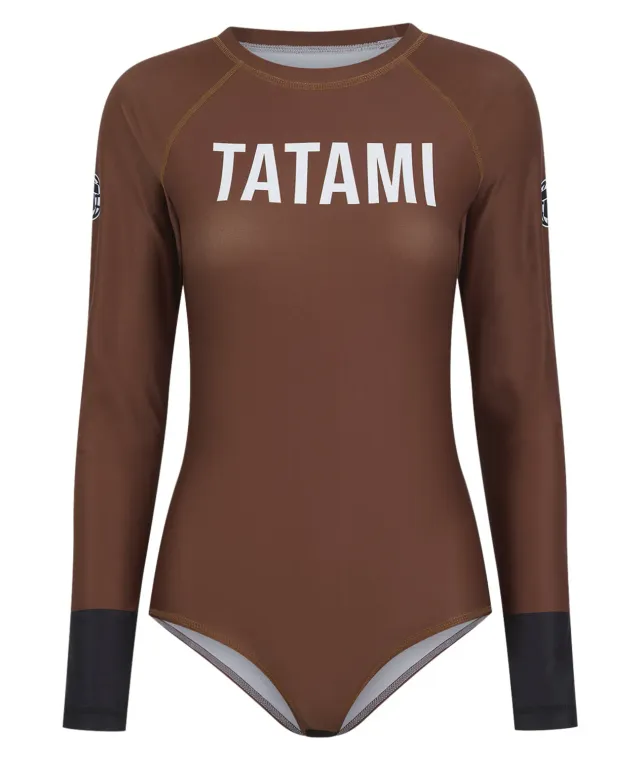 Tatami Helena Ranked leotard marrone manica lunga donna