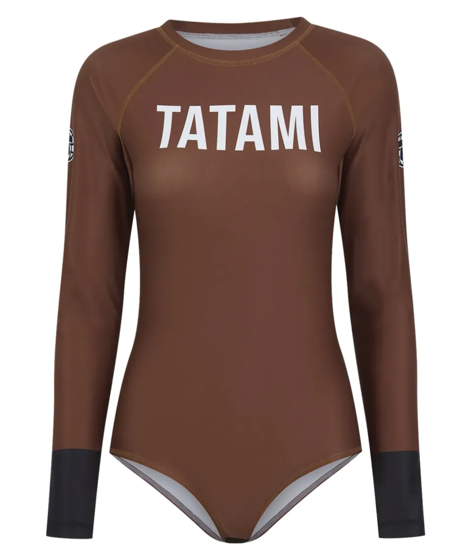 Tatami Helena Ranked leotard marrone manica lunga donna