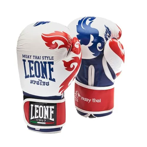 Leone 1947 Muay Thai Single Guantoni Boxe 10 oz Pelle Neri