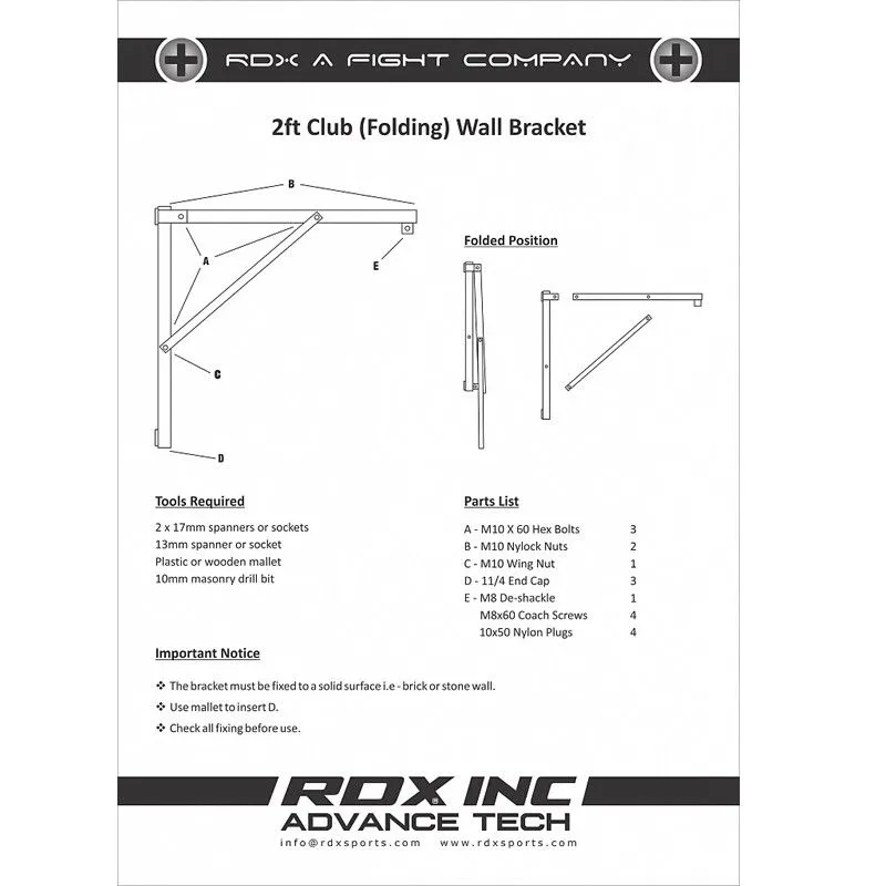 RDX X2W Staffa Muro Sacco Boxe 70kg Pieghevole