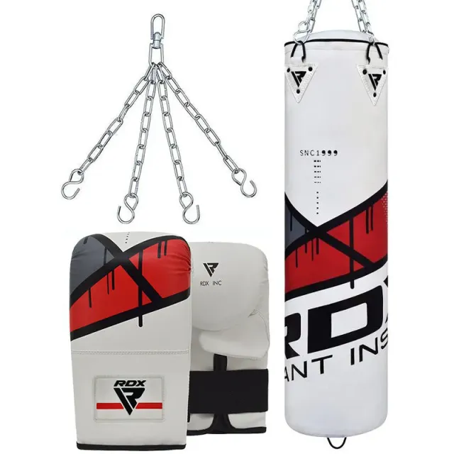 RDX F7 sacco boxe bianco rosso con guantoni sacco