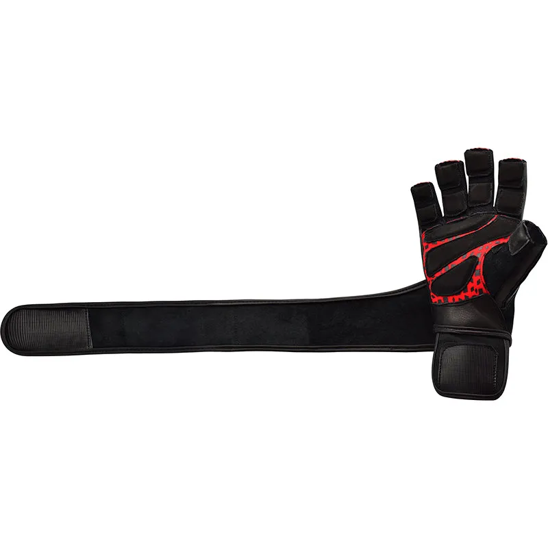 RDX L7 Guanti Palestra Pelle Rossi con Polsiera Lunga