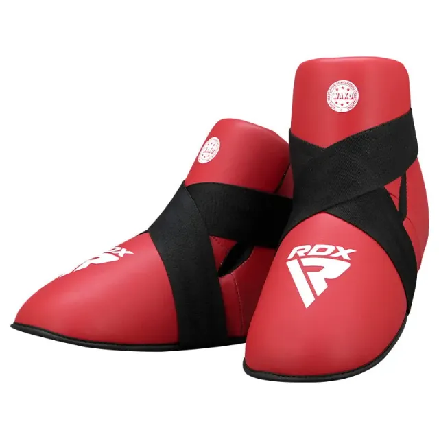 RDX T1 Parapiedi Kickboxing Rossi WAKO pelle vera