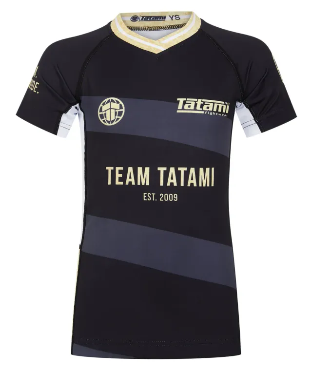 Tatami Team rash guard maniche corte nero oro bambini