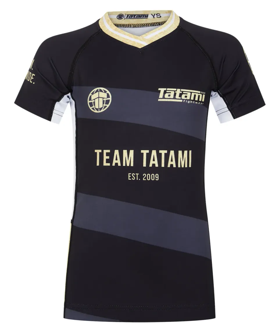 Tatami Team rash guard maniche corte nero oro bambini