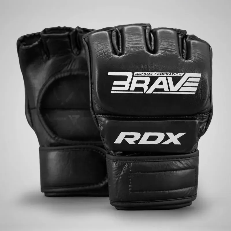 RDX Brave B1 Guanti MMA Grappling Neri Pelle