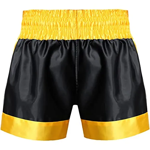 Farabi Muay Thai Shorts Pantaloncini Boxe Nero Oro XXS