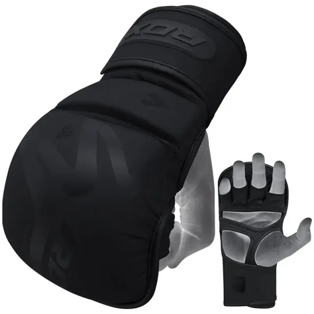 RDX T15 Noir Guanti MMA Sparring Neri Pelle Resistente