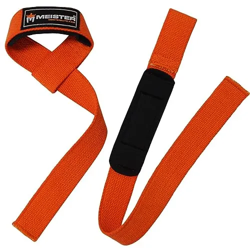 Meister Neoprene-Padded cinghie sollevamento arancione coppia grip