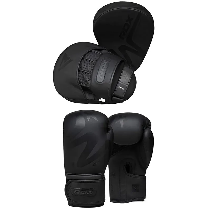 RDX F15 Noir Guanti Boxe + Paracolpi Neri 14oz