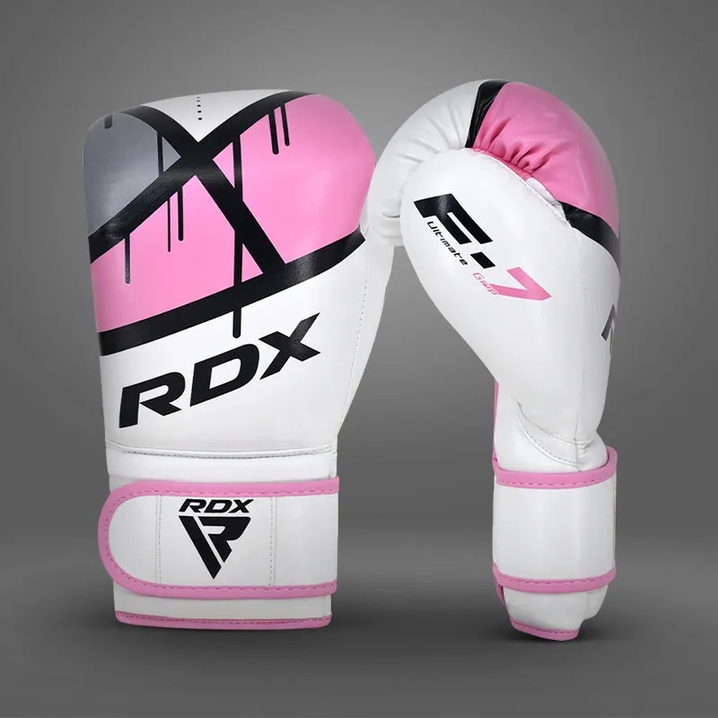 RDX F7 Ego Guanti Boxe Donna Rosa in Maya Hide 8-10 oz