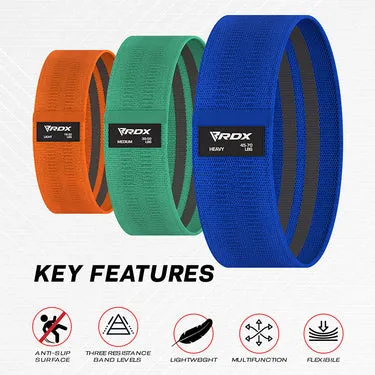 RDX Bande Elastiche Fitness Tessuto 3 Pezzi