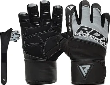 RDX L16 Guanti Palestra Pelle con Fascia Polso gel