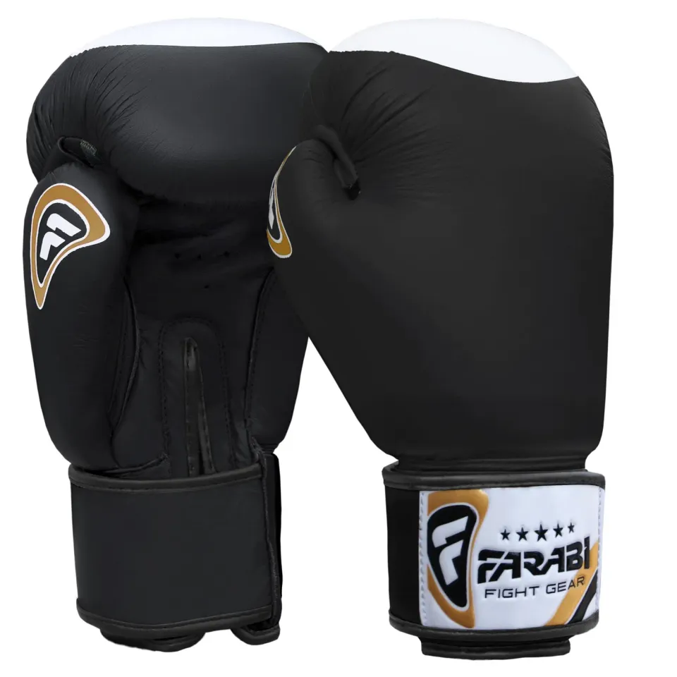 Farabi Raw Guanti Boxe Pelle Cuoio Sparring Sacco