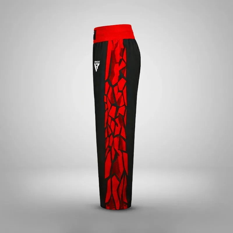 RDX Pantaloni Kickboxing Rosso Nero Traspiranti