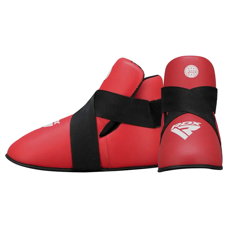 RDX T1 Parapiedi Kickboxing Rossi WAKO pelle vera
