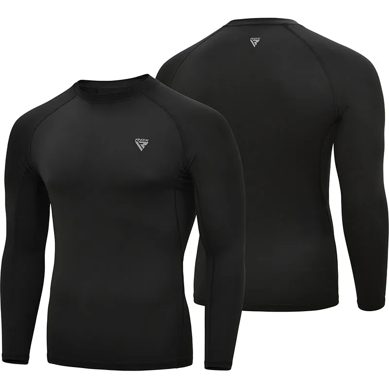 RDX T15 Rash Guard Maniche Lunghe Nera Compressione