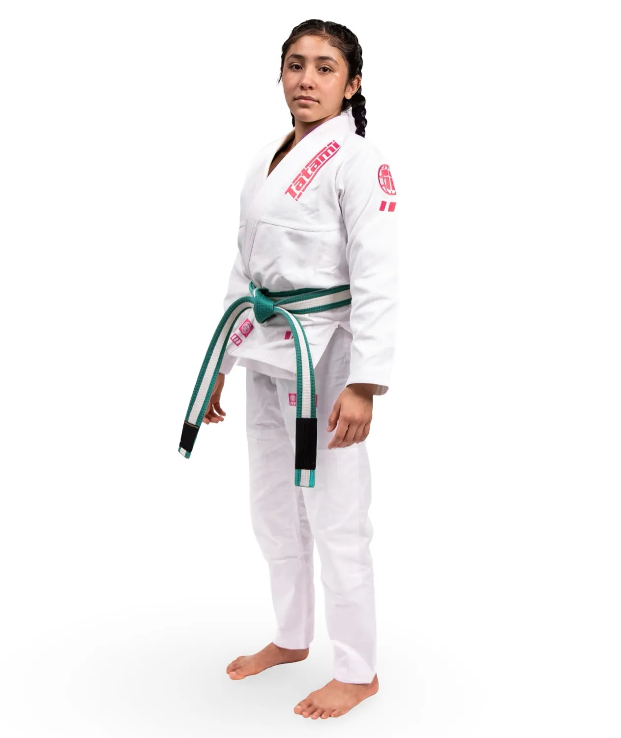 Tatami Kids Pro Series kimono BJJ bianco rosa bimbo