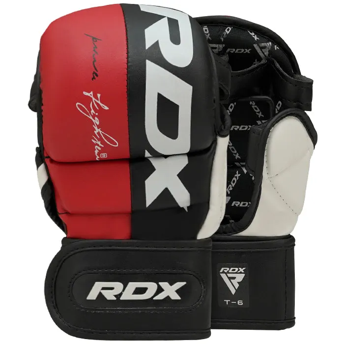 RDX T6 guanti MMA sparring 7oz rossi triplo strato