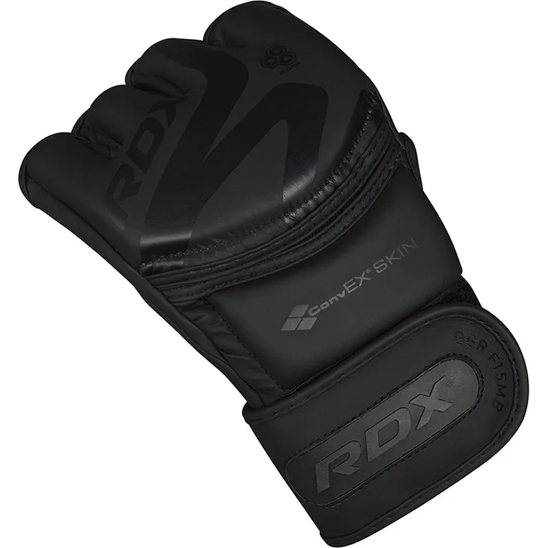 RDX F15 Noir guanti MMA grappling pelle neri