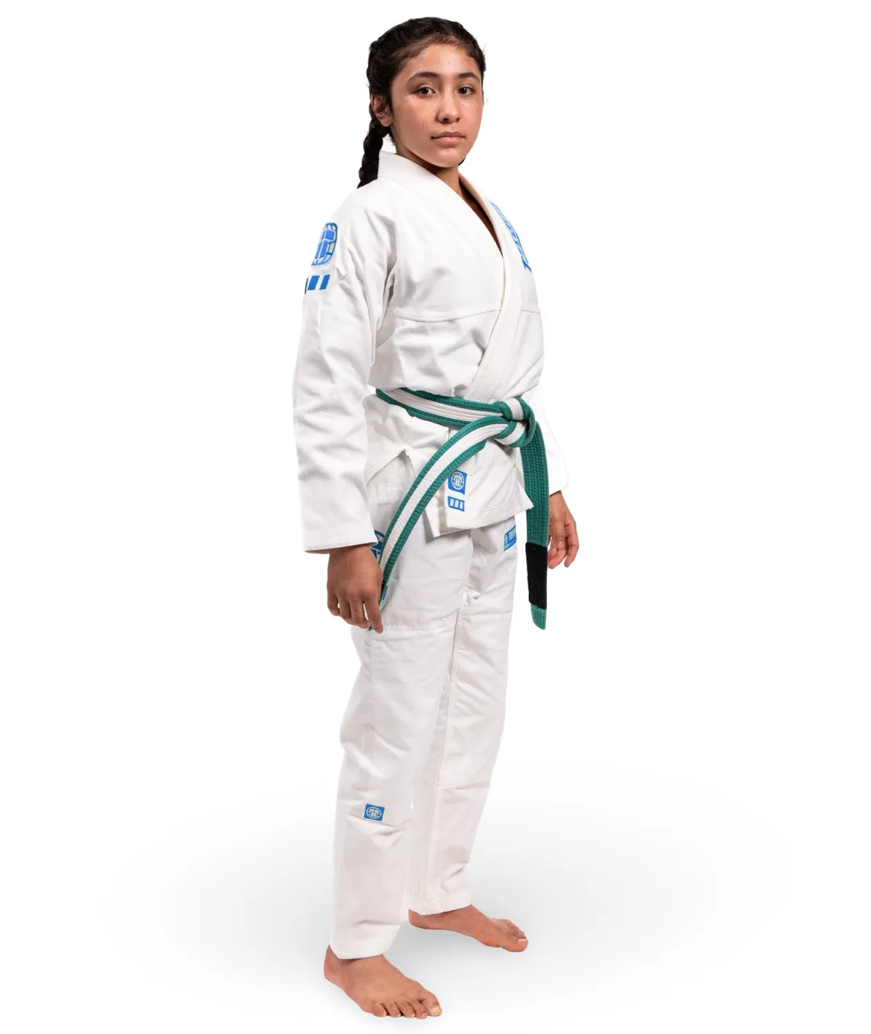 Tatami Fightwear Pro Series kimono BJJ bimbo bianco azzurro