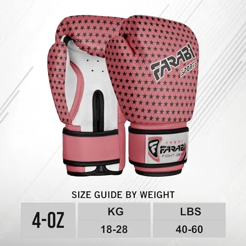 Farabi Pink Star guanti boxe bambino 4 oz rosa