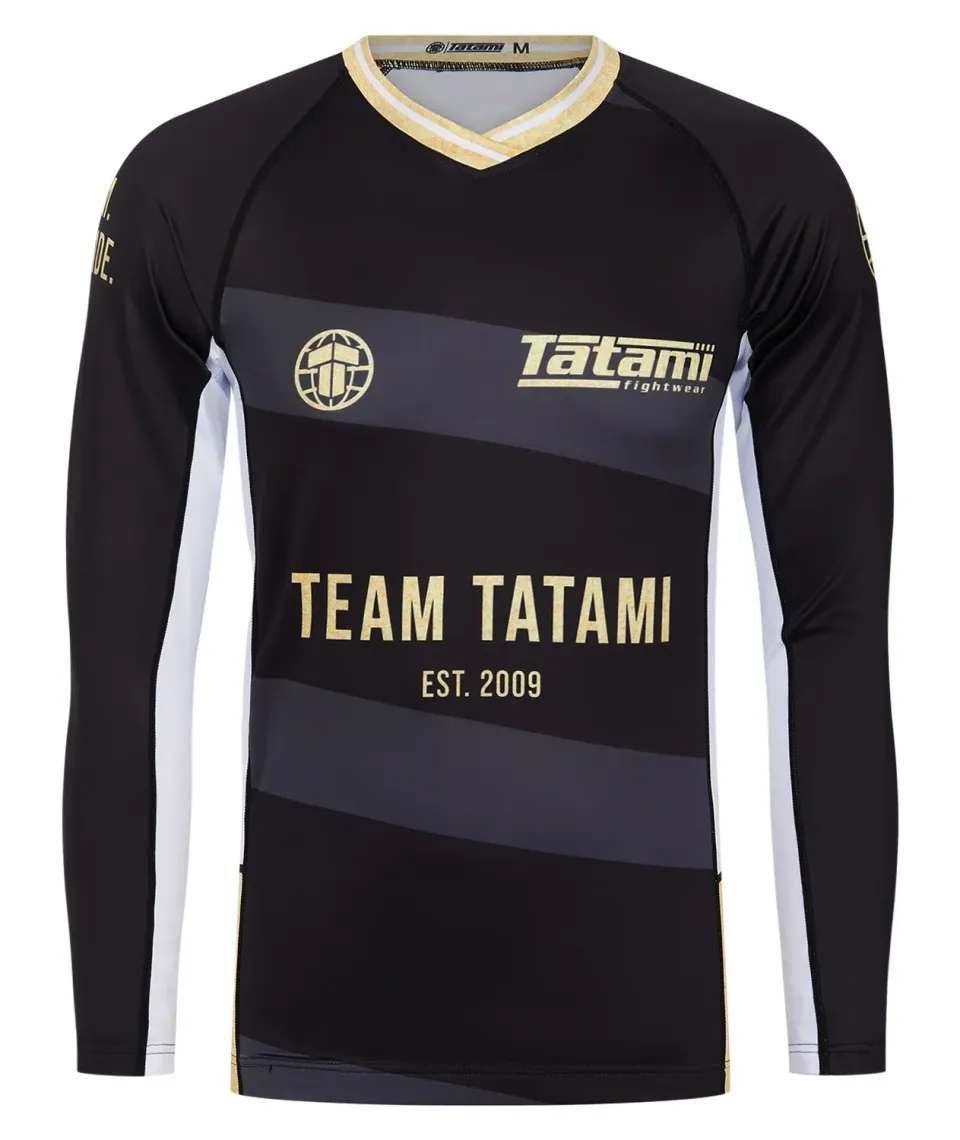 Tatami Team rash guard uomo maniche lunghe nero oro