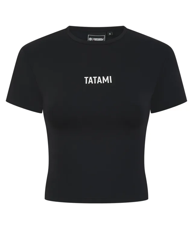 Tatami Luxe T-shirt cropped donna nero coprente