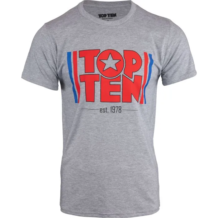 Top Ten EST. 1978 t-shirt cotone bianco grigio