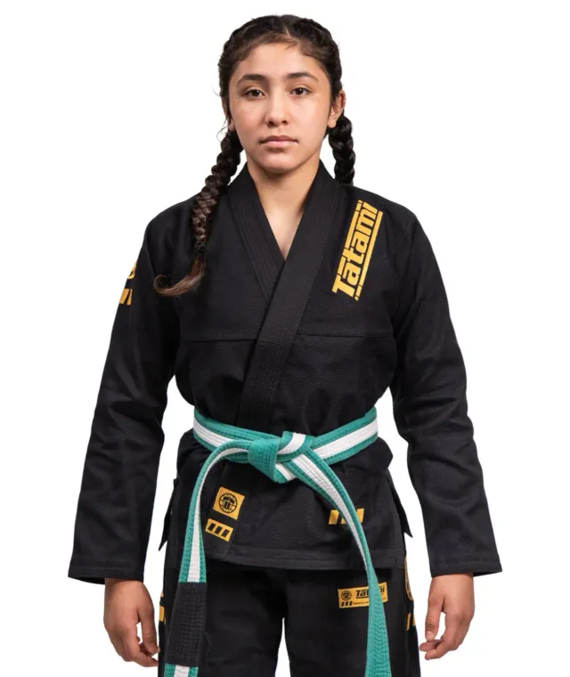 Tatami Pro Series kimono BJJ bambino nero ricamo oro