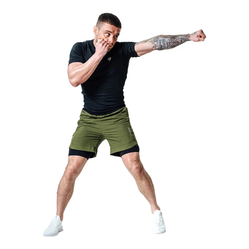 RDX T16 Pantaloncini Compressione 2 in 1 MMA con Tasche