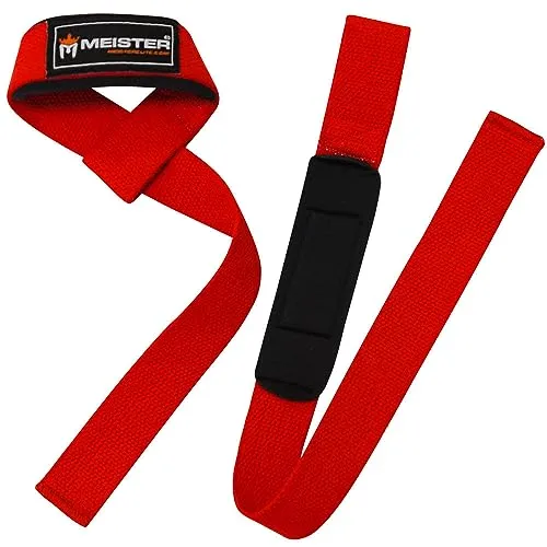Meister Neoprene Cinghie Sollevamento Pesi Rosse Coppia Antiscivolo