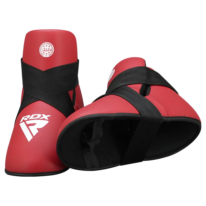 RDX T1 WAKO Parapiedi Kickboxing Rossi Pelle Vera