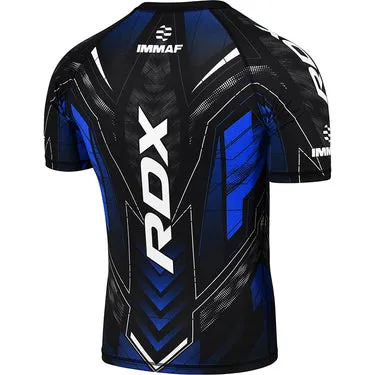 RDX IMMAF T-Shirt Compressione Mezza Manica Blu Elastica