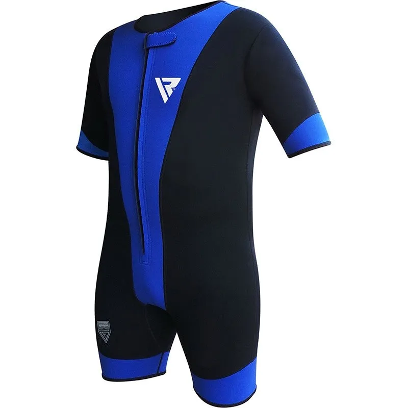 RDX 1U tuta sauna neoprene blu sudore allenamento