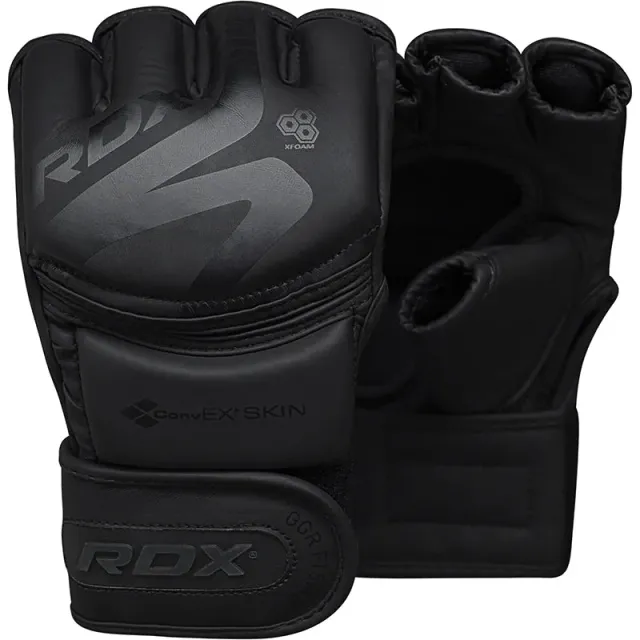 RDX F15 Noir guanti MMA grappling pelle neri
