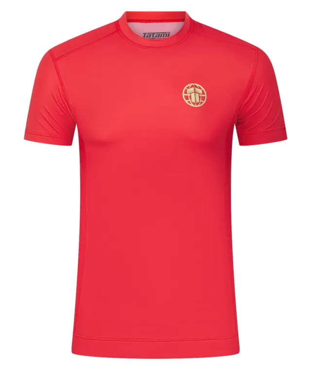 Tatami Pro Rash Guard Uomo Rossa Manica Corta Elasticizzata